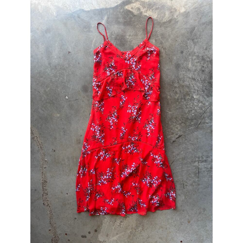 Greylin Slip Dress Women's Size XS Red Floral Print Strappy Boho Festival